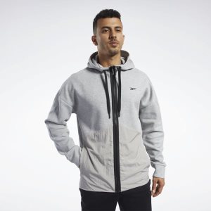 Reebok Training Supply Kapuzenpullover Herren - Grau - DE 318-OMU